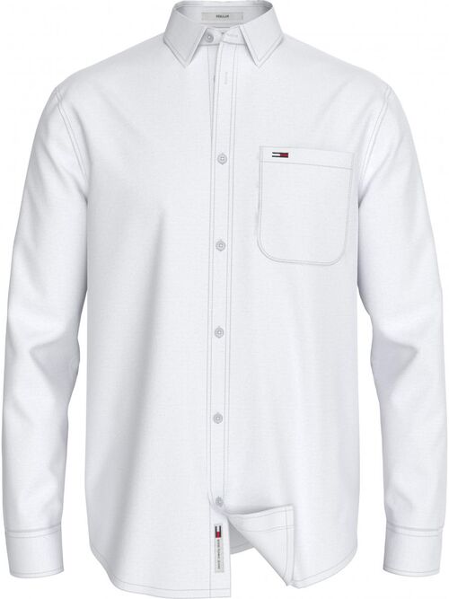 TOMMY JEANS REGULAR LINEN BLEND SHIRT - ΠΟΥΚΑΜΙΣΑ στο drest.gr 