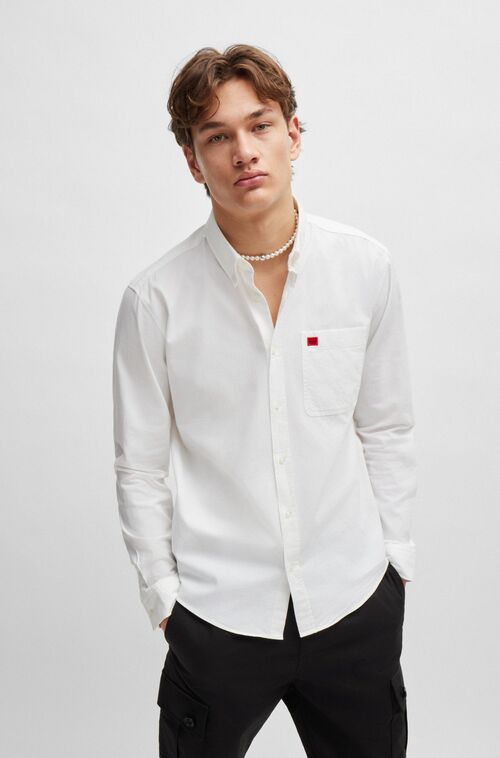 HUGO BUTTON-DOWN SLIM-FIT SHIRT IN OXFORD COTTON EVITO - ΠΟΥΚΑΜΙΣΑ στο drest.gr 